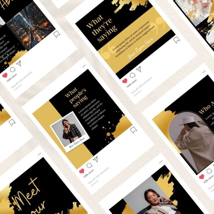 Black Gold Instagram Templates for Beauty Businesses