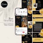 Black Gold Instagram Templates for Beauty Businesses